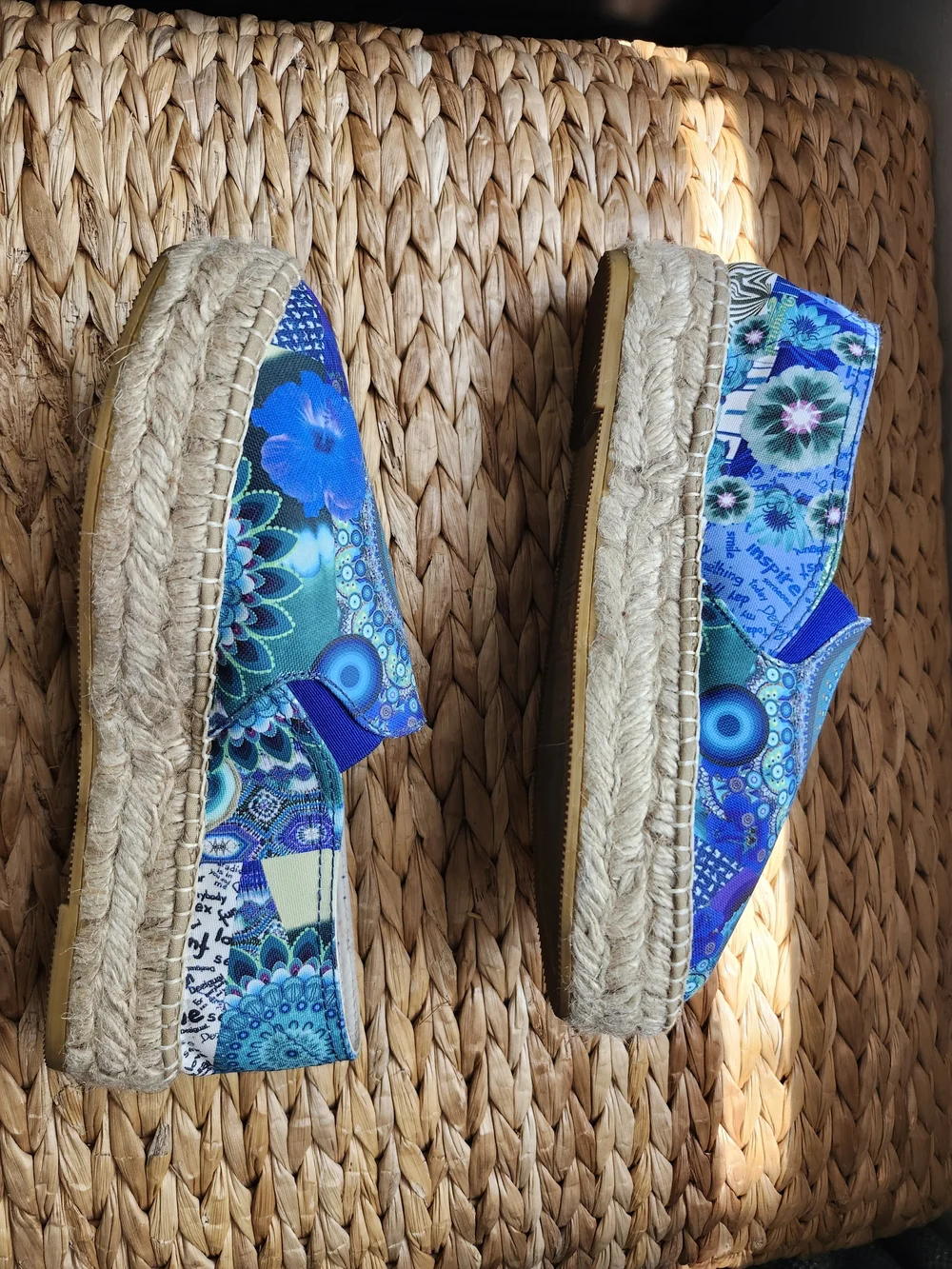Desigual Blue & Green Patterned Slip-On Espadrilles